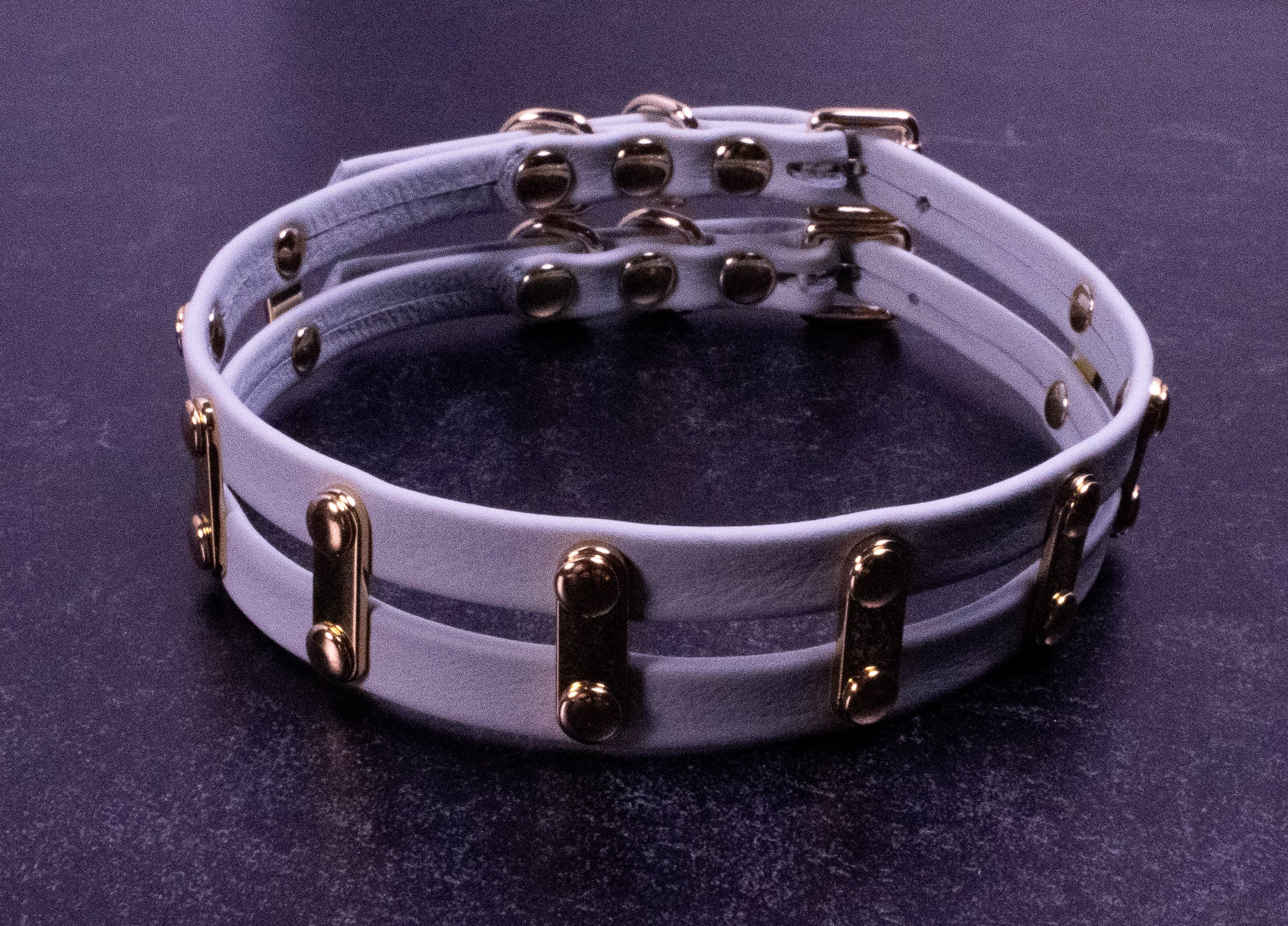12.5" - 15" Dual-Strip Slate Leather Collar _ LIMITED _