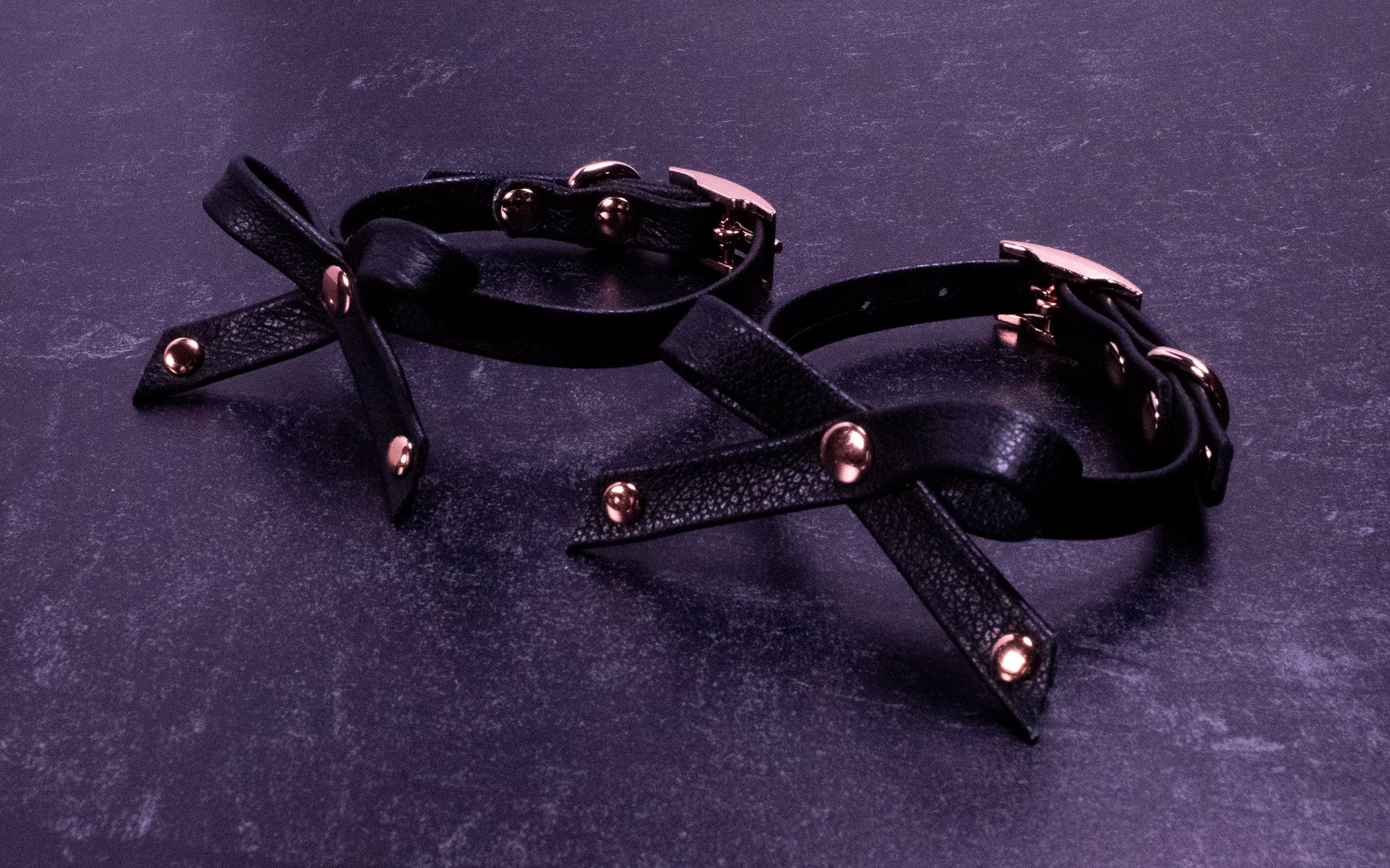 6" - 8" Coquette Black Leather Cuffs _ LIMITED _