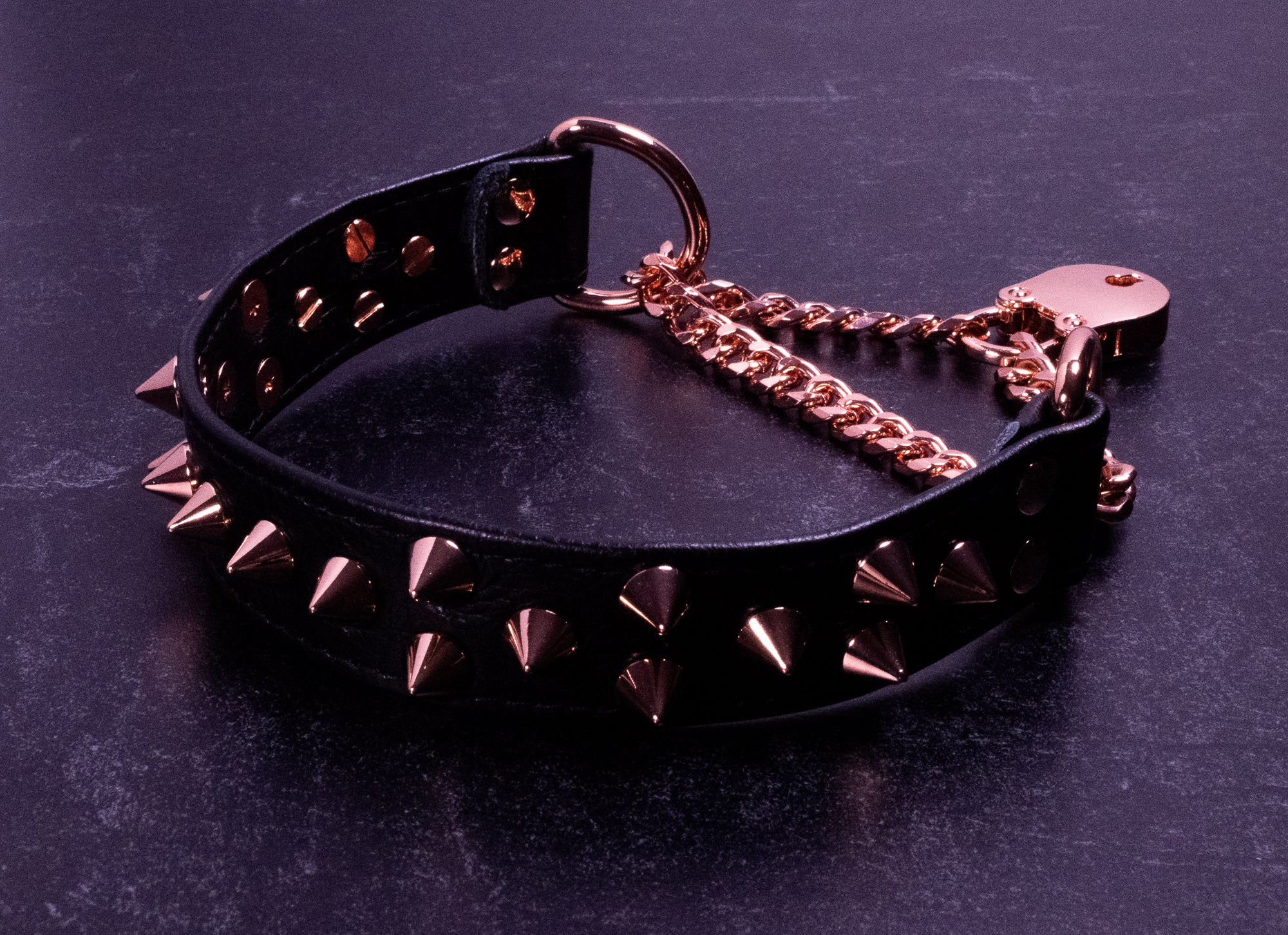 13" Spiked Black Leather Martingale Collar _ LIMITED _