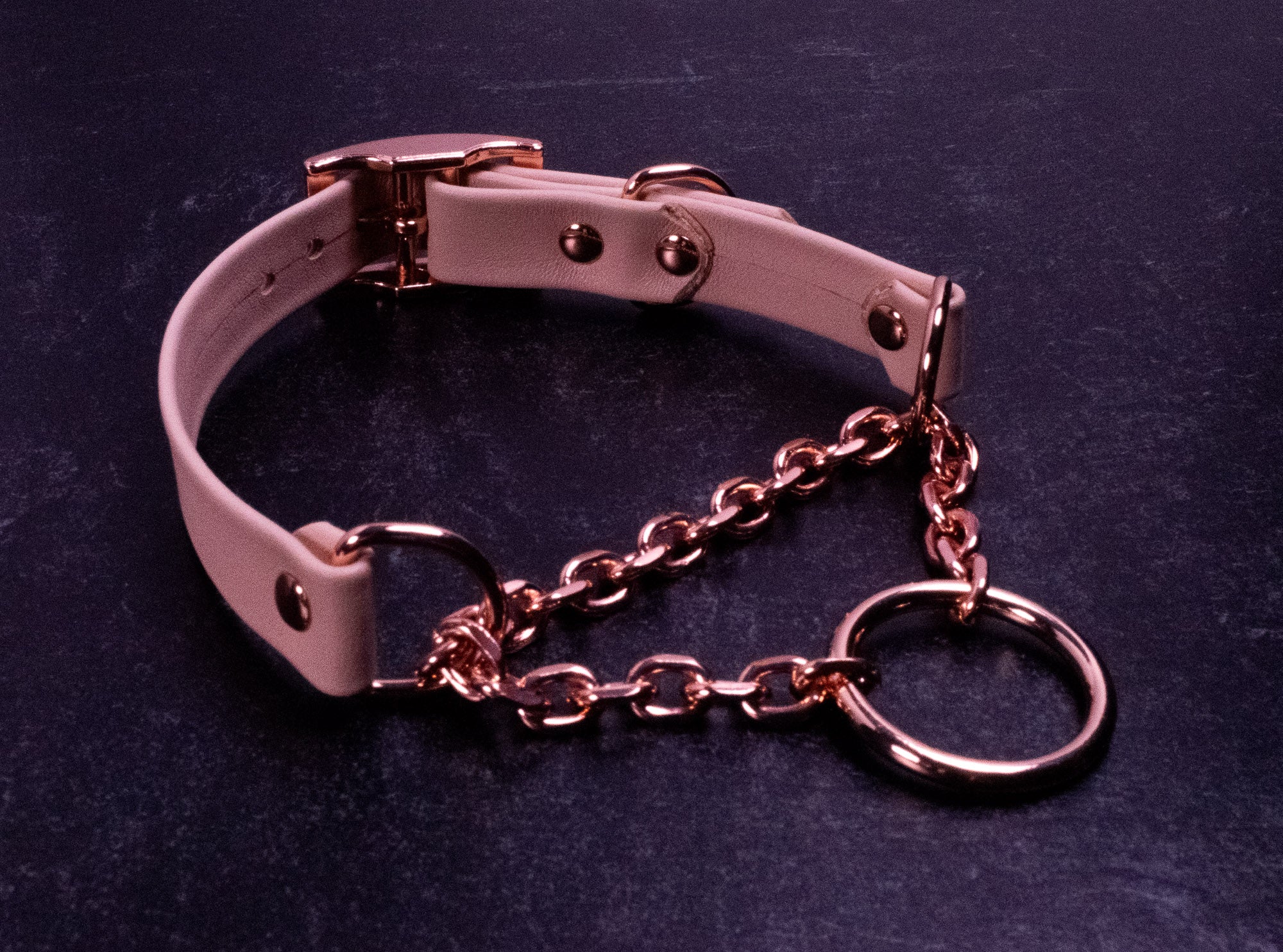 12" - 15" Rose Gold Leather Martingale Collar _ LIMITED _