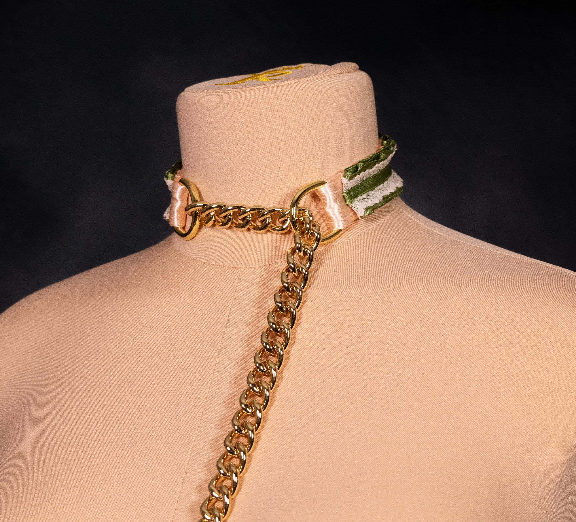 Split Sage Green Slip Chain Collar