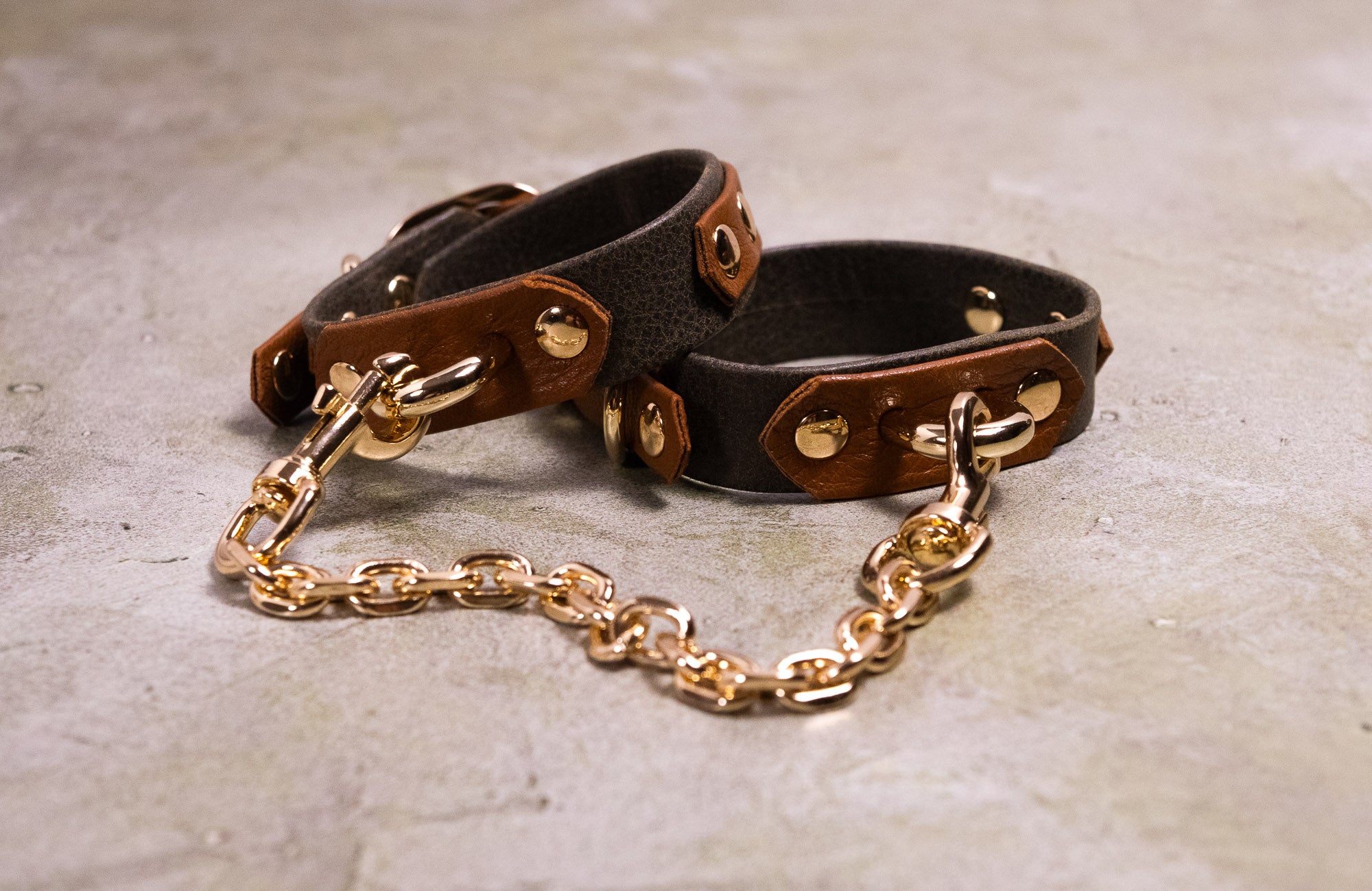 6" - 8" Olive Bark & Tan Leather Cuffs _ LIMITED _