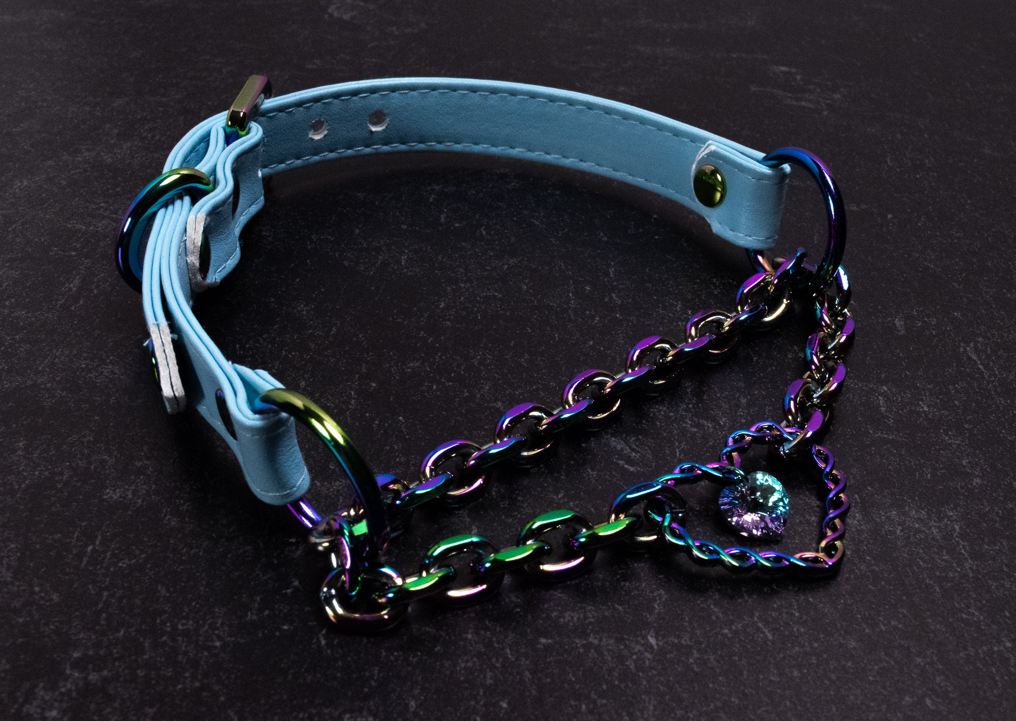 Design Your Own Vegan Leather Swarovski Chained Heart Martingale Collar