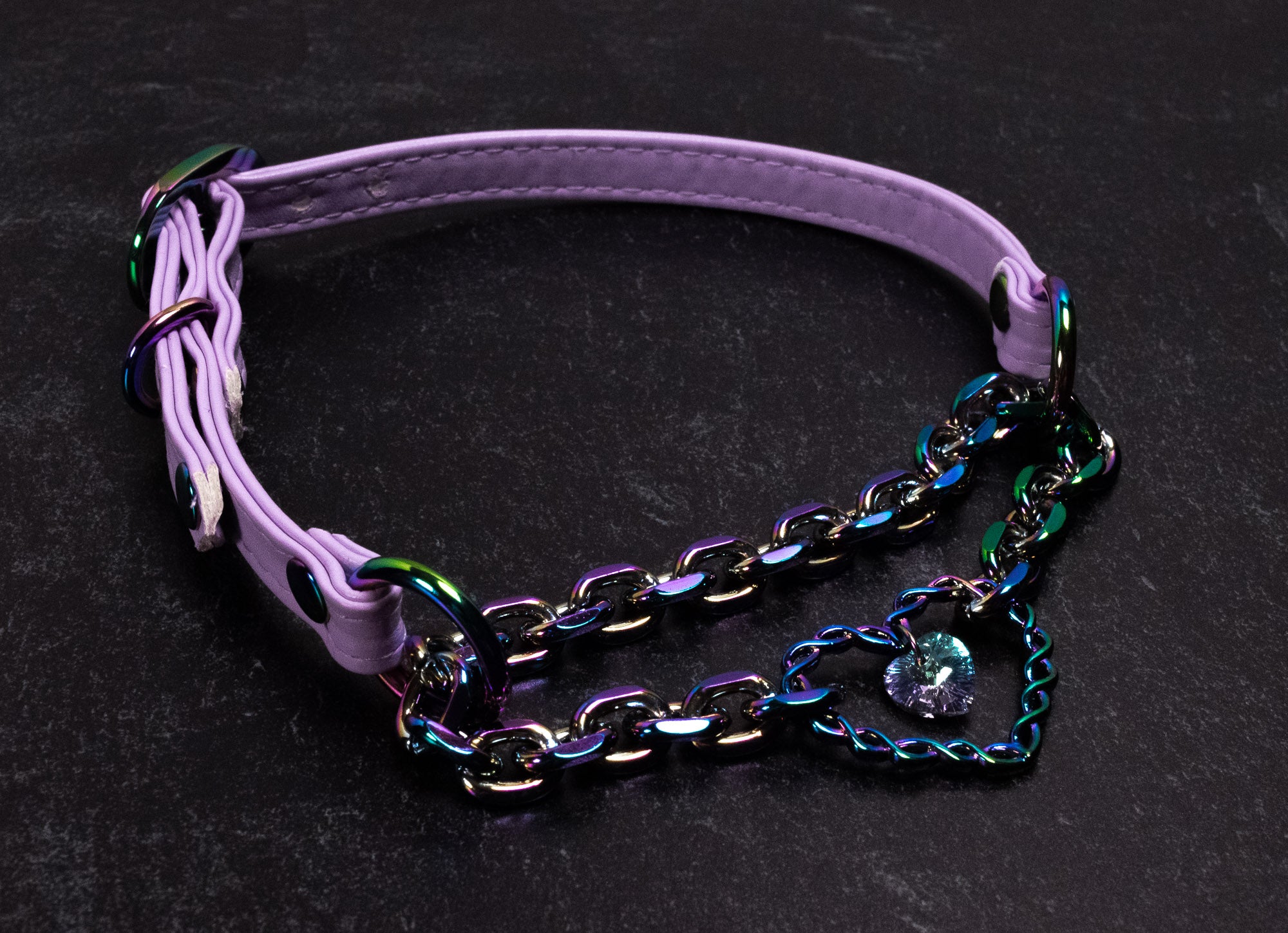 Design Your Own Vegan Leather Crystal Chained Heart Martingale Collar