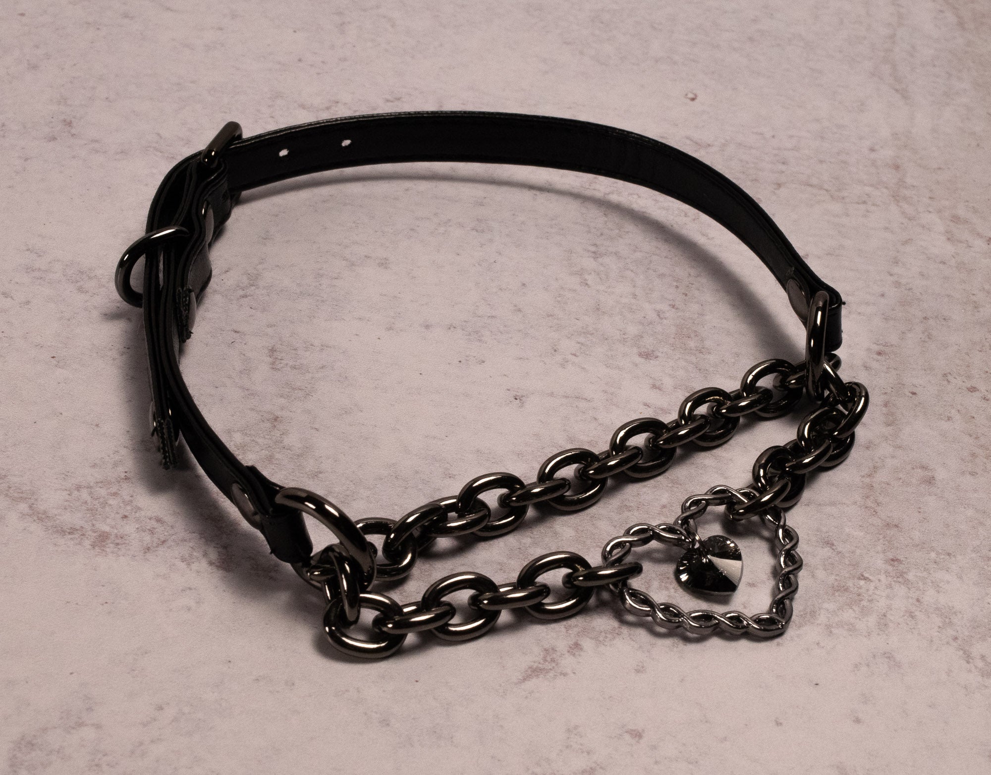 Design Your Own Vegan Leather Crystal Chained Heart Martingale Collar