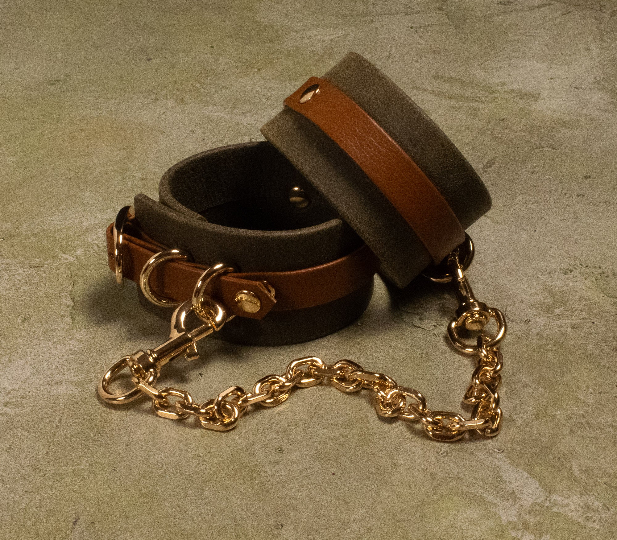 'Hartwell Cuffs' - 6" - 8" Olive Bark & Tan Leather _ LIMITED _