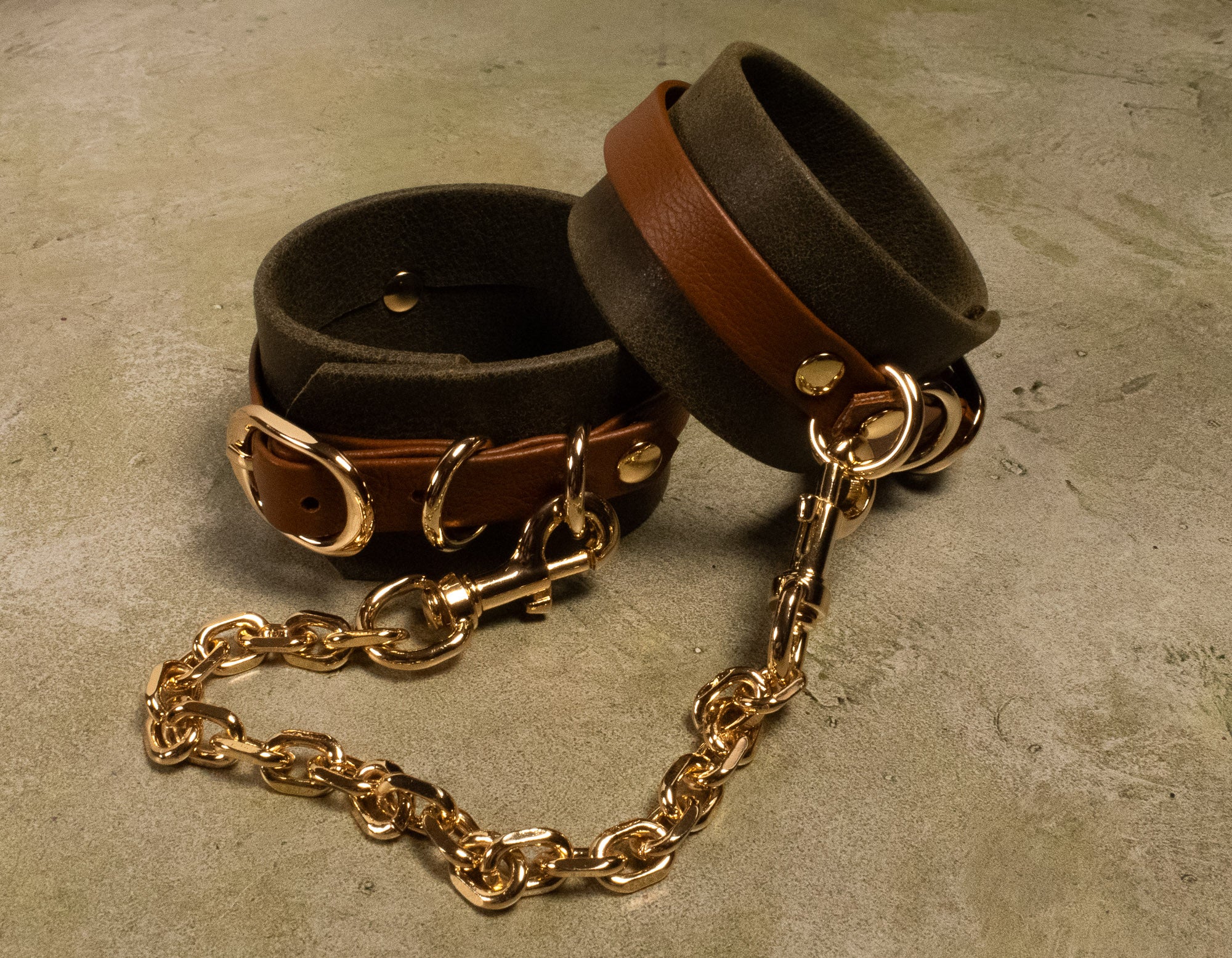 'Hartwell Cuffs' - 6" - 8" Olive Bark & Tan Leather _ LIMITED _