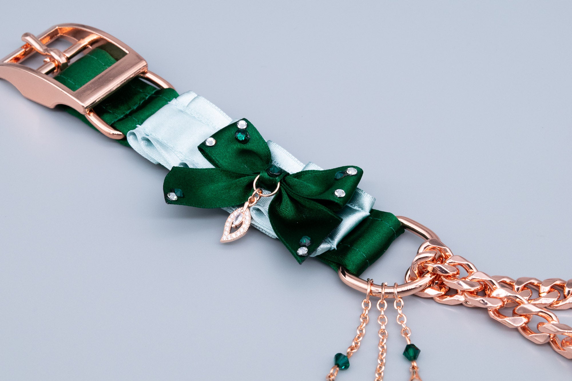 12.5" - 15" Hunter Green & Seafoam Luxury Martingale Collar