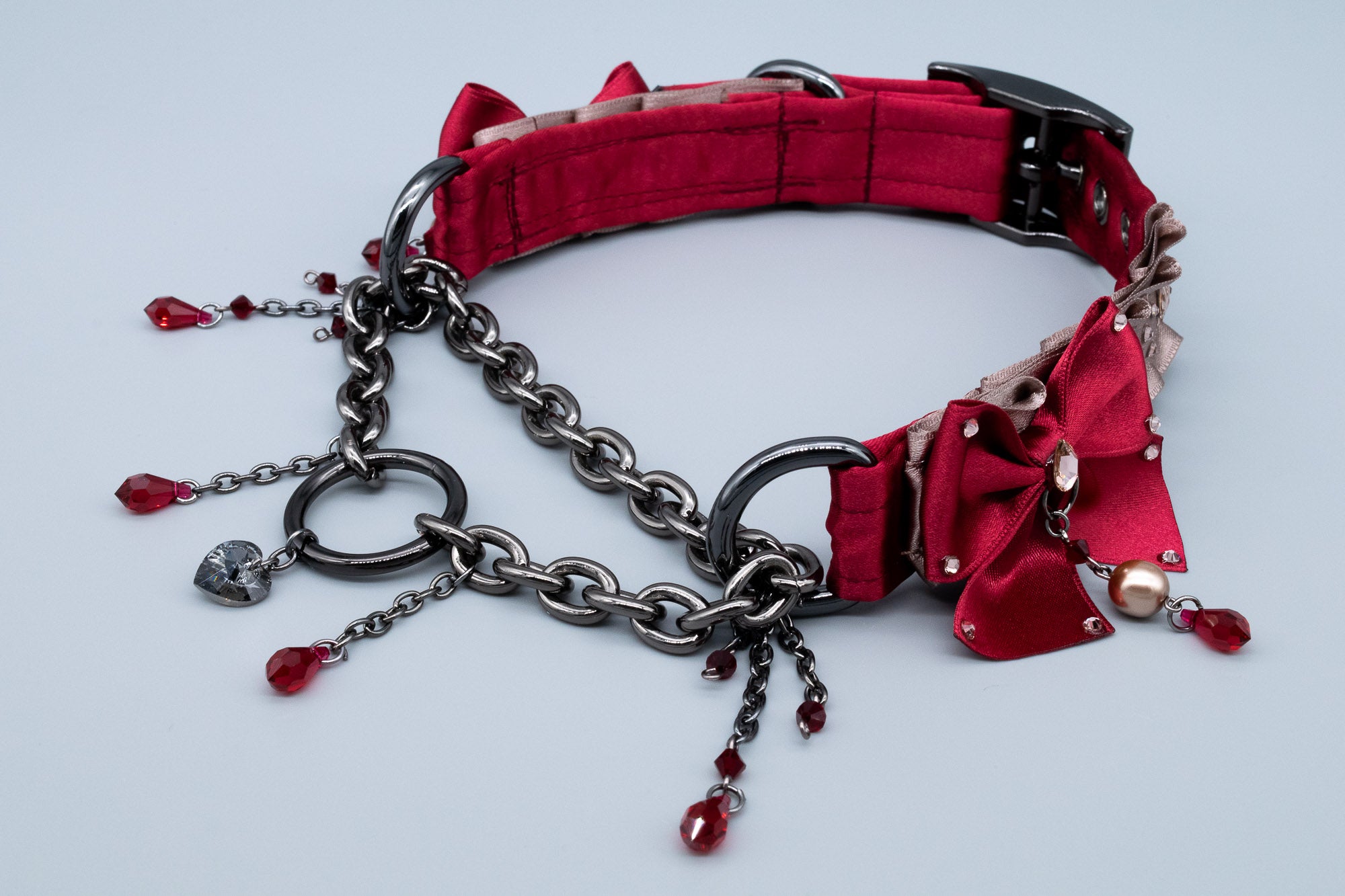 {BATHORY} Latte & Crimson Luxury Martingale Collar