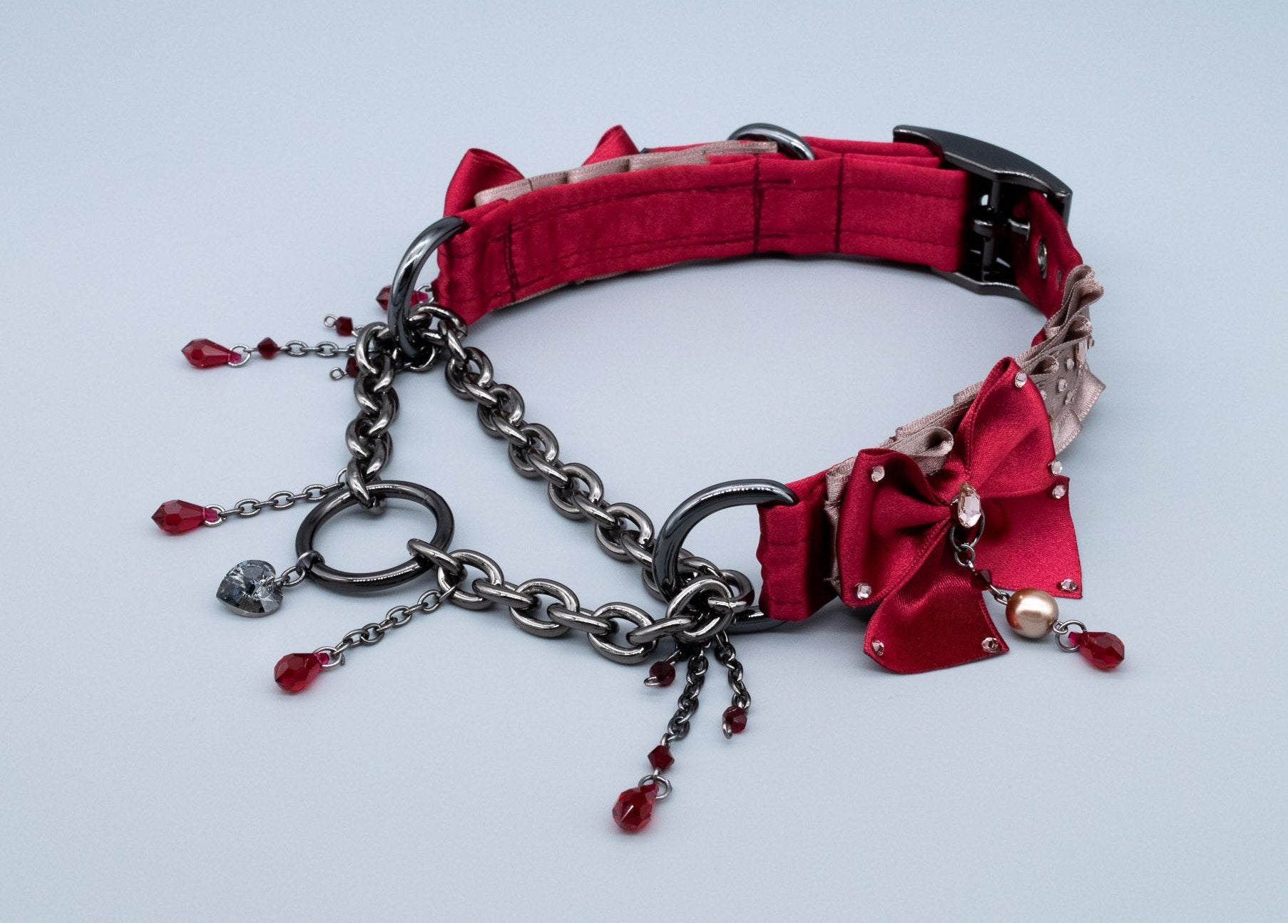 {BATHORY} Latte & Crimson Luxury Martingale Collar