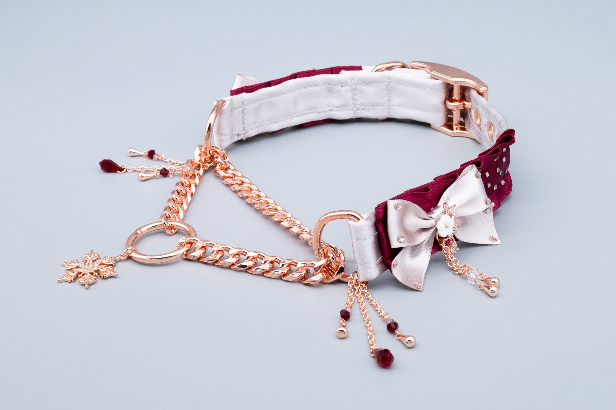 "Drops in the Snow" ~ Dusty Lilac & Burgundy Luxury Martingale Collar