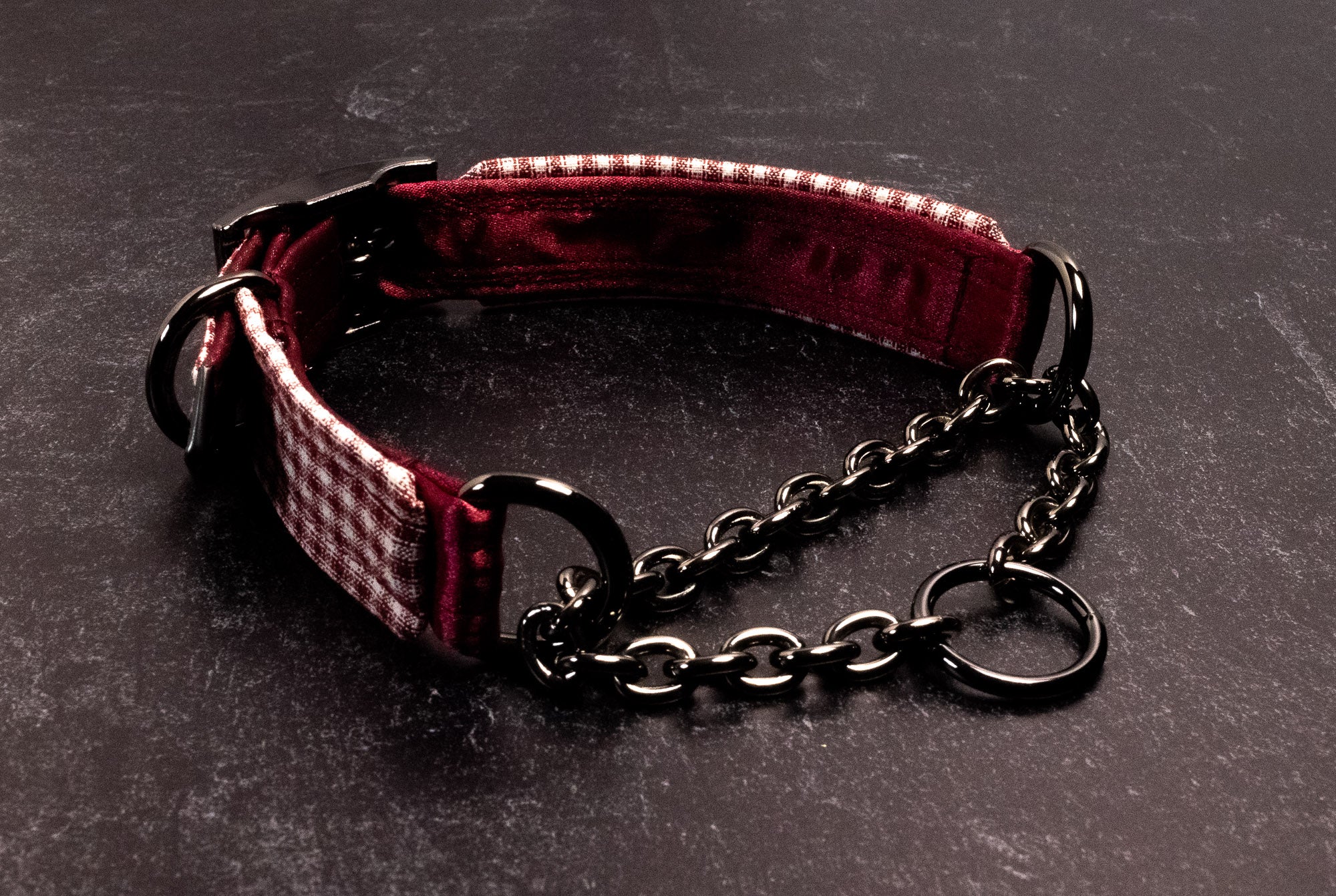 Punk Academia - Crimson Plaid Martingale Collar _LIMITED_