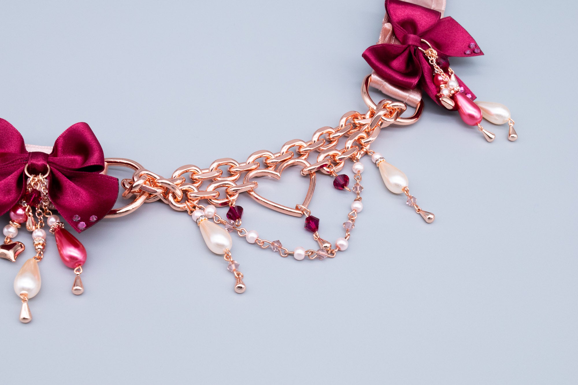 "Cupid's First Blush" - 12.5" - 14.5" Rose Gold & Burgundy Luxury Martingale Collar