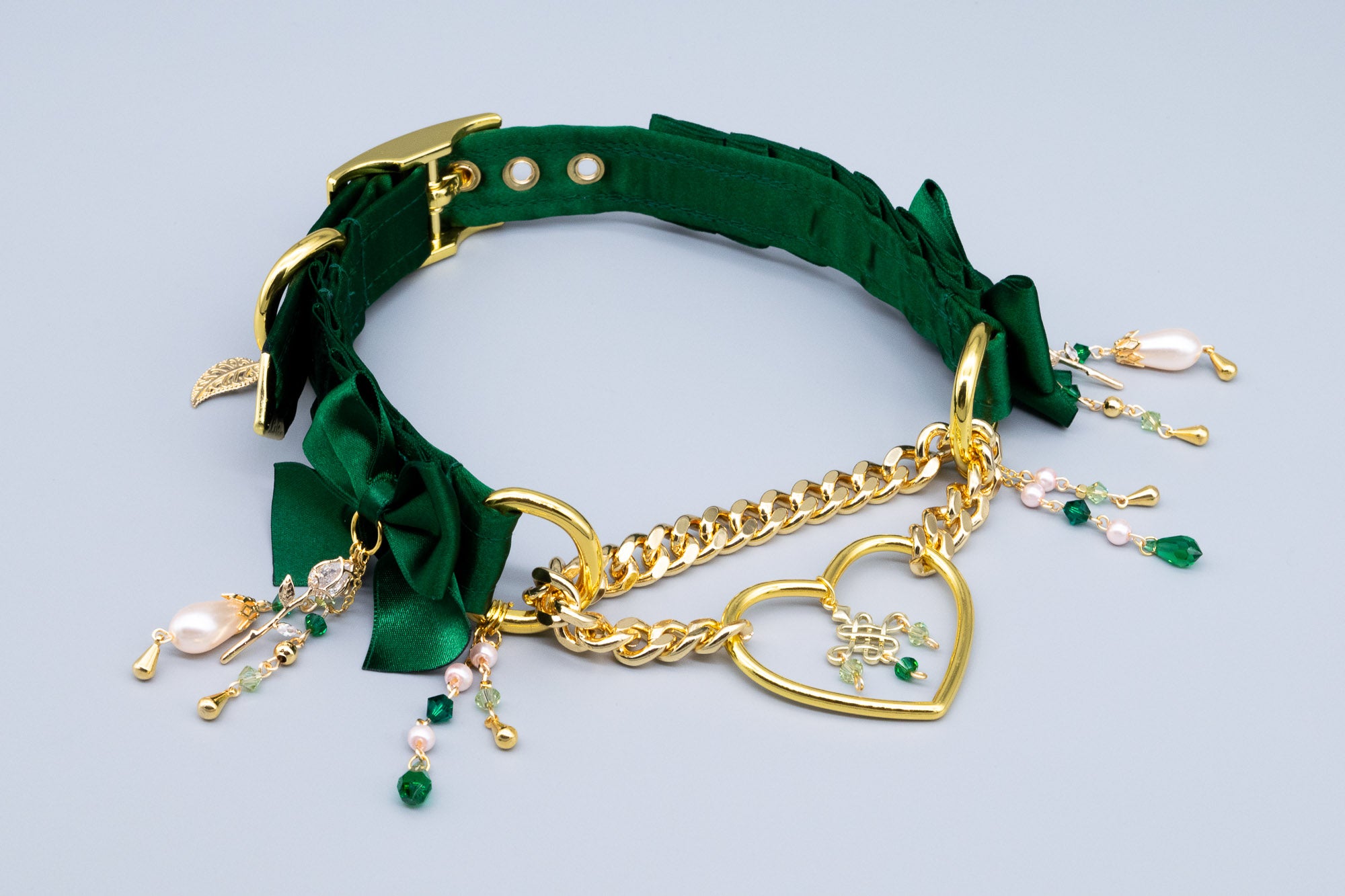 "Royal Garden" - Hunter Green Luxury Martingale Collar