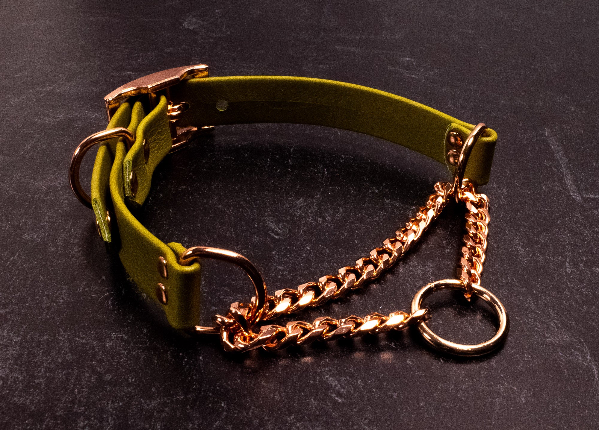 12.5" - 15" Moss Leather Martingale Collar _ LIMITED _