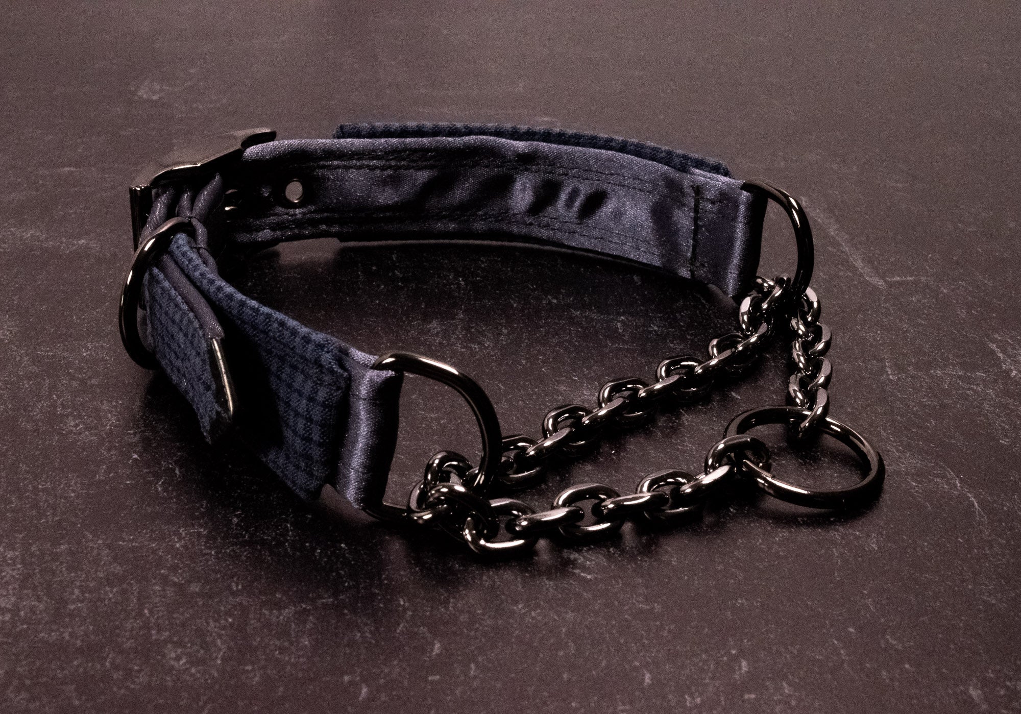 Punk Academia - 12.5" - 15" Navy Plaid Martingale Collar _LIMITED_