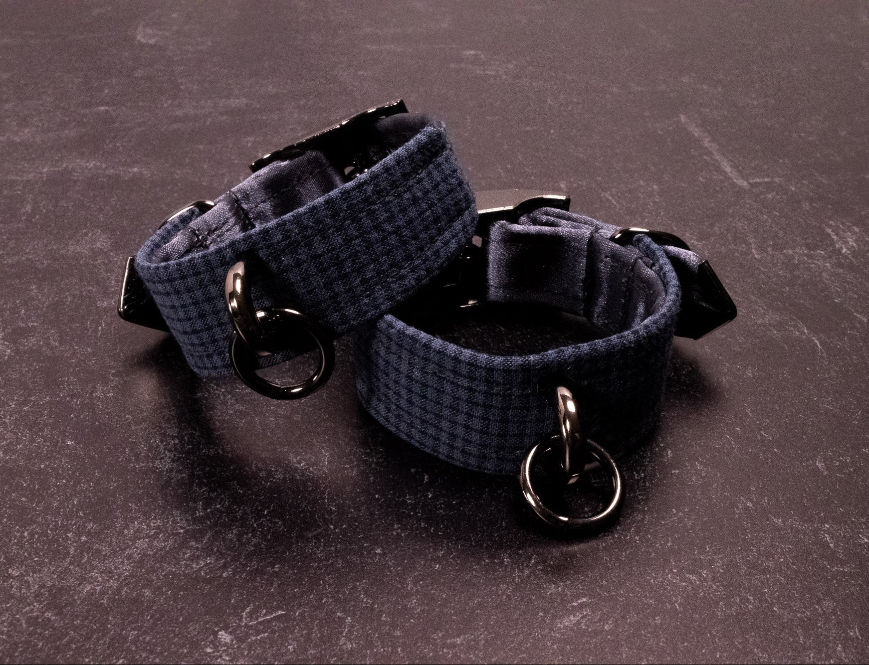 Punk Academia - 6" - 8" Navy Plaid BDSM Cuffs _ LIMITED _