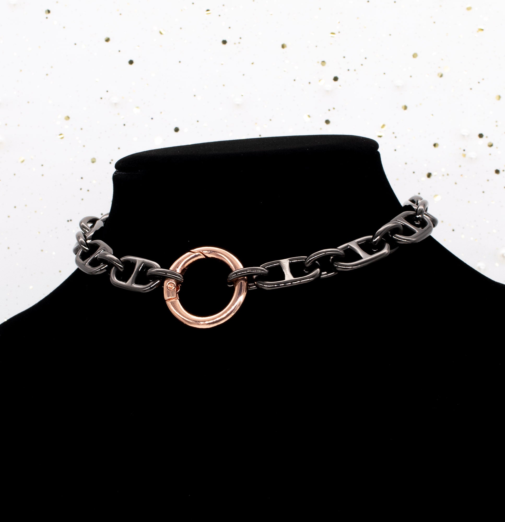 Chunky Chain Collar in Gunmetal & Rose Gold